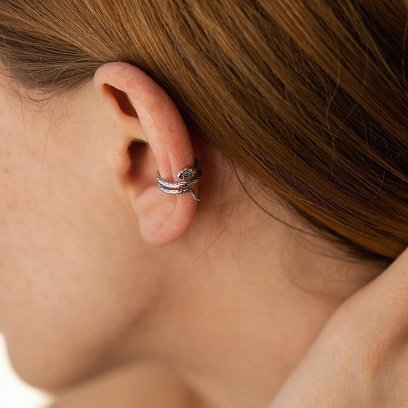 Золотая серьга - каффа "Змея" с08714 №2