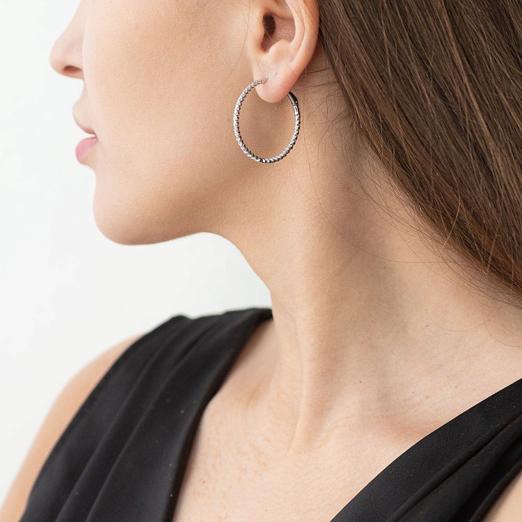 Золотые серьги - кольца с бриллиантами с581sl от ювелирного магазина Оникс - 3