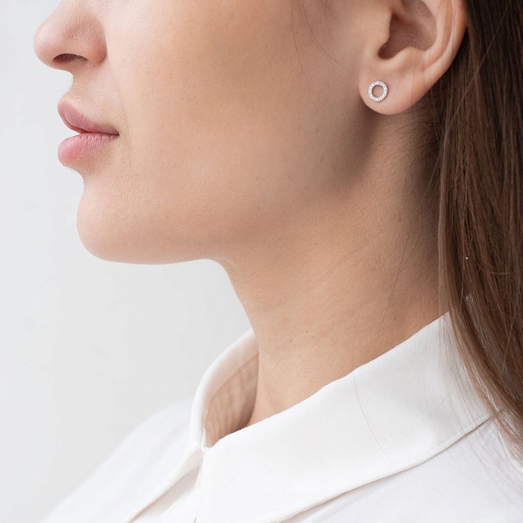 Золоті сережки - пусети з діамантами сб0333di від ювелірного магазину Онікс - 1