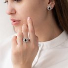 Золотое кольцо с синим сапфиром и бриллиантами к346 от ювелирного магазина Оникс - 1