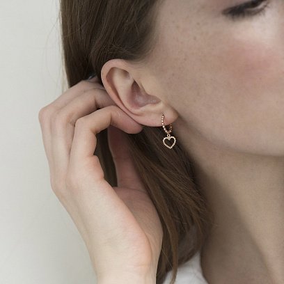 Серьги "Сердечки" в красном золоте с05938 №4