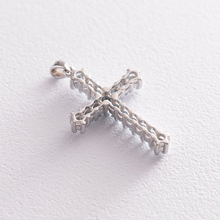 Хрестик в білому золоті з топазами птд3-019 від ювелірного магазину Онікс - 2