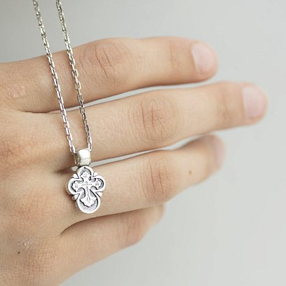 Серебряный крестик "Да Воскреснет Бог" 13759 №7