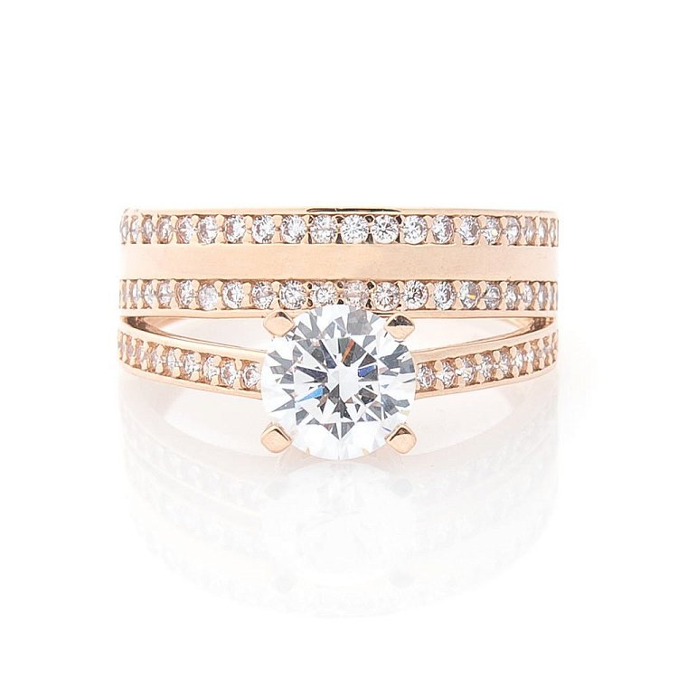 Золота заручальна каблучка з фіанітами к05795 від ювелірного магазину Онікс - 2