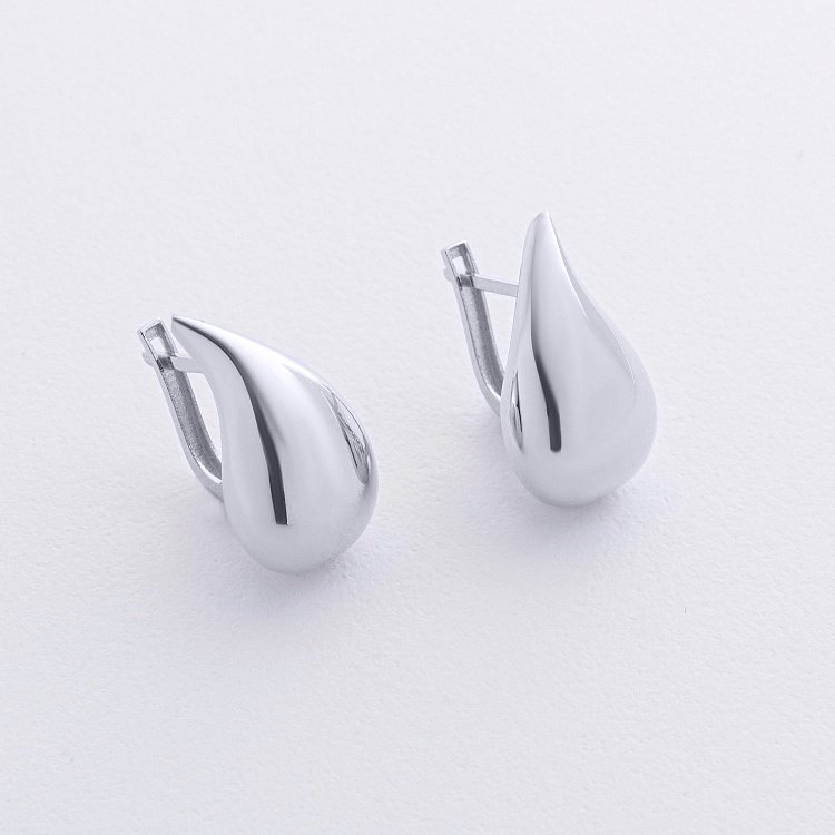 Сережки "Megan" у білому золоті (Small) с09119 від ювелірного магазину Онікс