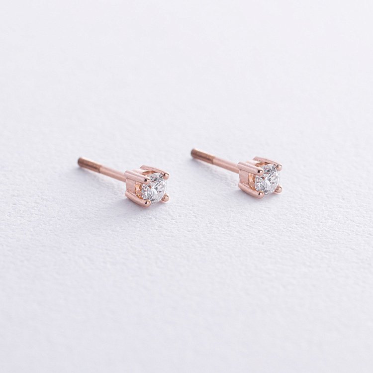 Серьги - пусеты с бриллиантами (красное золото) 34752421 от ювелирного магазина Оникс