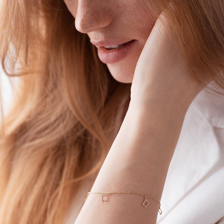 Браслет "Конюшина" у червоному золоті б04843 від ювелірного магазину Онікс - 1