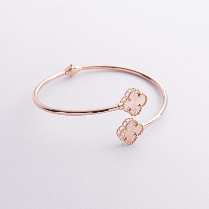Жесткий браслет "Клевер" в красном золоте б05590 №2