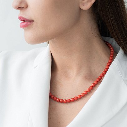 Намисто з коралу (золота застібка) бус3389 №2