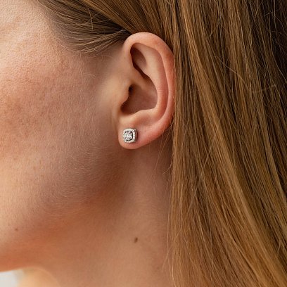 Золотые серьги - пусеты 2 в 1 с бриллиантами 331731121 №2