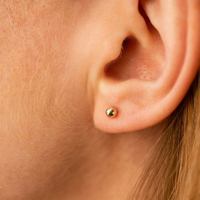 Серьги - пусеты "Шарики" в желтом золоте (0.4 см) с07322 №13