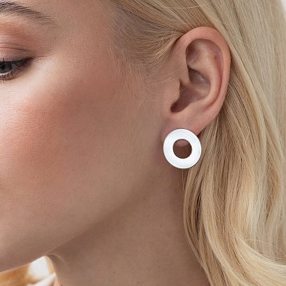 Серебряные серьги - пусеты "Зеркальные" (2.1 см) 123157