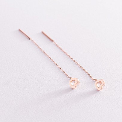 Золоті сережки - протяжки "Сердечки" с07593