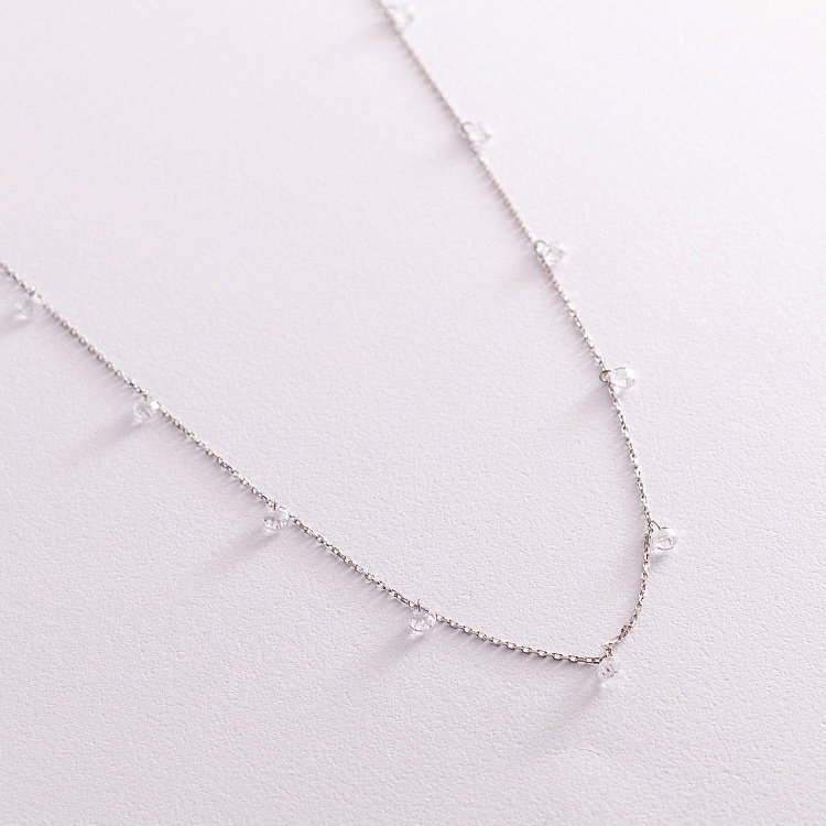 Серебряное колье с фианитами 181198 от ювелирного магазина Оникс