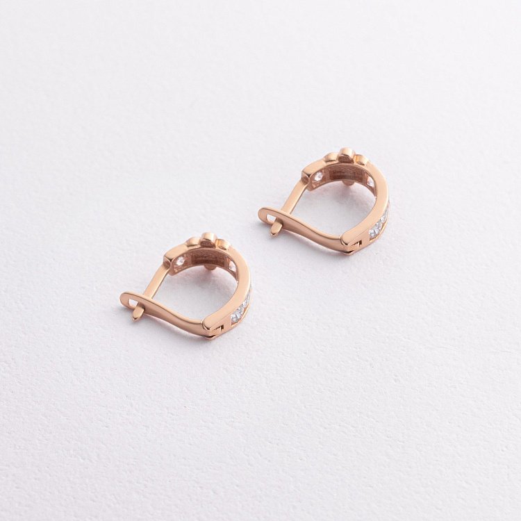 Детские золотые серьги "Цветочки" с эмалью с04075р - 2 Детские золотые серьги "Цветочки" с эмалью с04075р от ювелирного магазина Оникс - 2