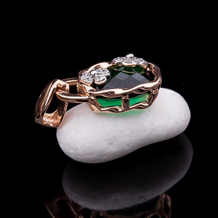 Золотая подвеска с фианитом п02315 от ювелирного магазина Оникс - 2