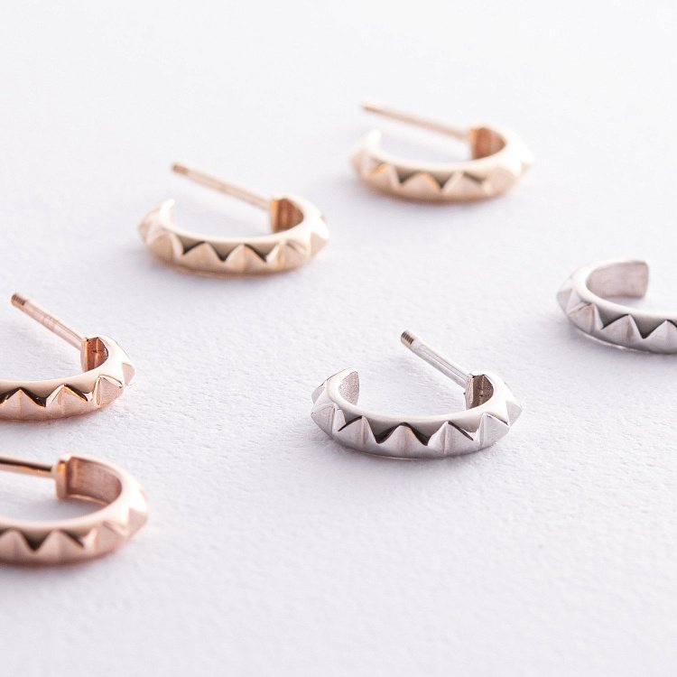 Серьги - пусеты "Mona" в белом золоте с08446 от ювелирного магазина Оникс - 3