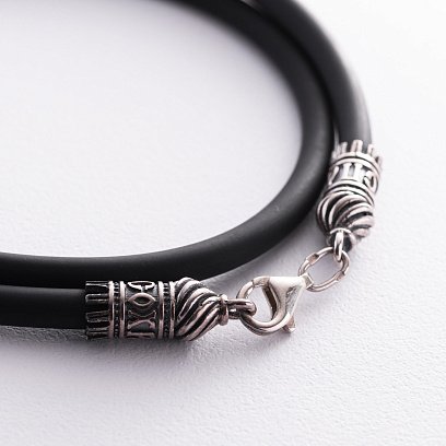 Каучуковий шнурок "Спаси та збережи" зі срібною застібкою (5 мм) 18238 №2