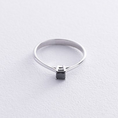 Помолвочное кольцо с черным бриллиантом (белое золото) 236401122 №3