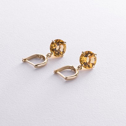 Золоті сережки "Захоплення" з цитрином с08526 №3