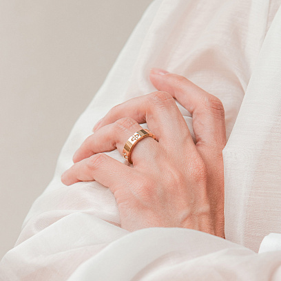 Кольцо "Клевер" в желтом золоте (фианиты) к08215 №2