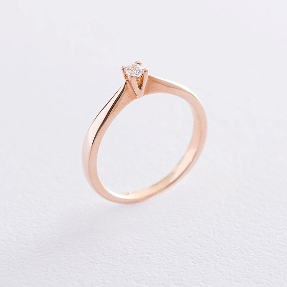 Помолвочное кольцо в красном золоте (куб. цирконий Swarovski) к06239
