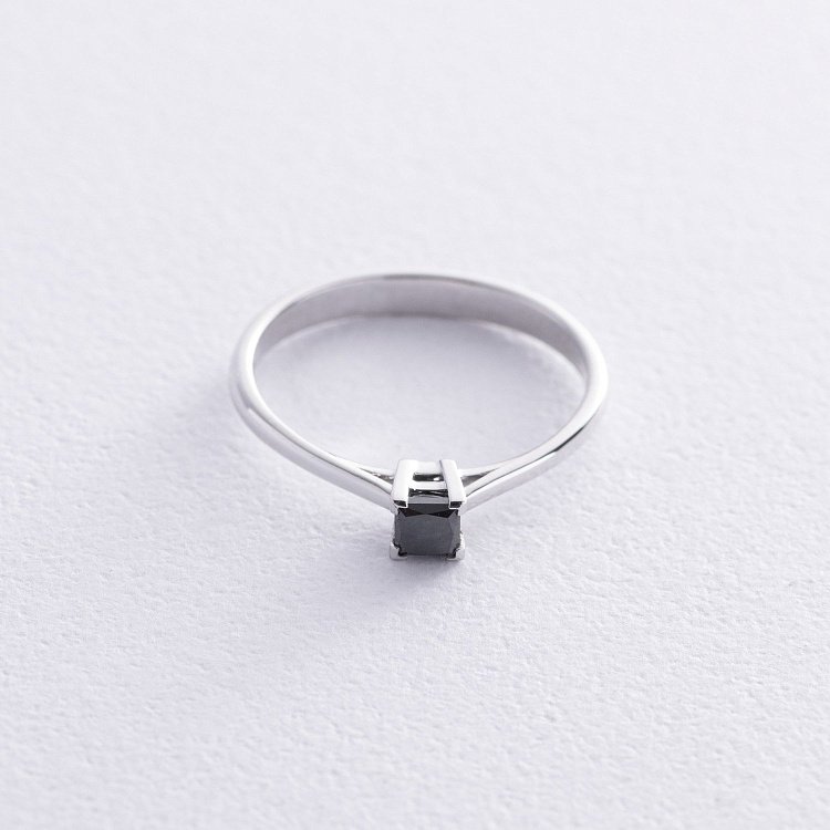 Помолвочное кольцо с черным бриллиантом (белое золото) 236401122 от ювелирного магазина Оникс - 2