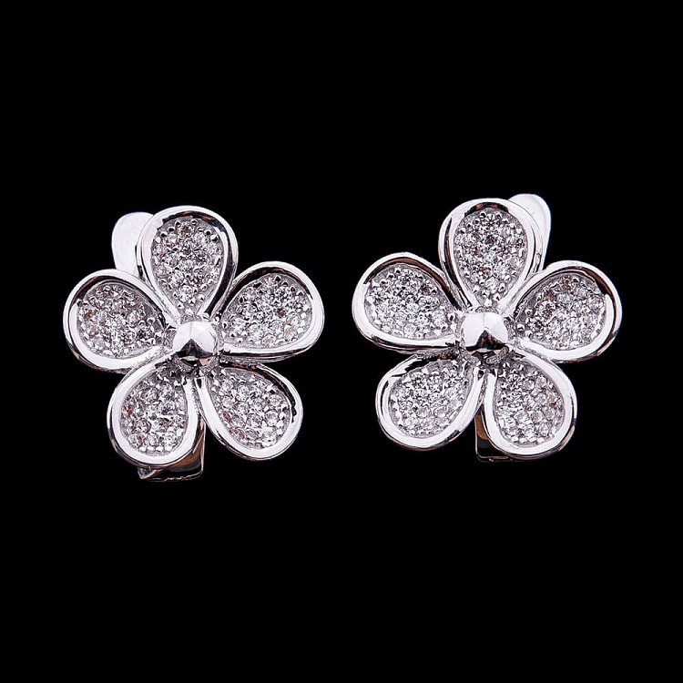 Золоті сережки "Квіточка" з фіанітами с03129 від ювелірного магазину Онікс