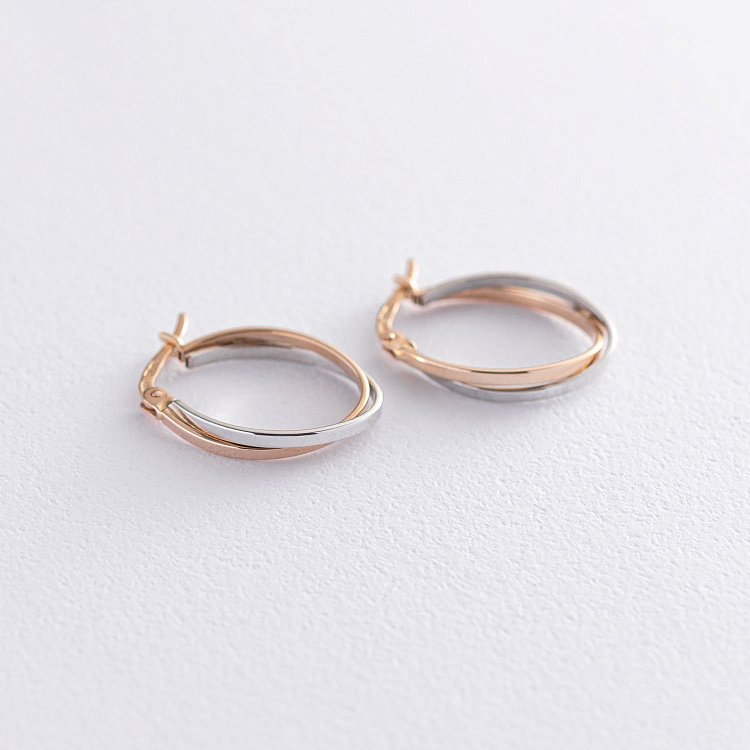 Сережки "Сплетіння" (червоне і біле золото) с07084 від ювелірного магазину Онікс