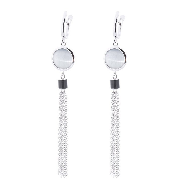 Серебряные серьги (агат,им.улексит) 122278 от ювелирного магазина Оникс