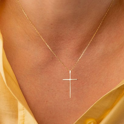 Кольє "Хрестик" в жовтому золоті кол01704 №3