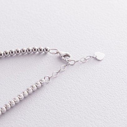 Браслет "Кульки" в білому золоті (чорні фіаніти) б04702 №3