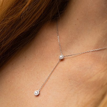 Золоте кольє - краватка з діамантами колб0149mi №4