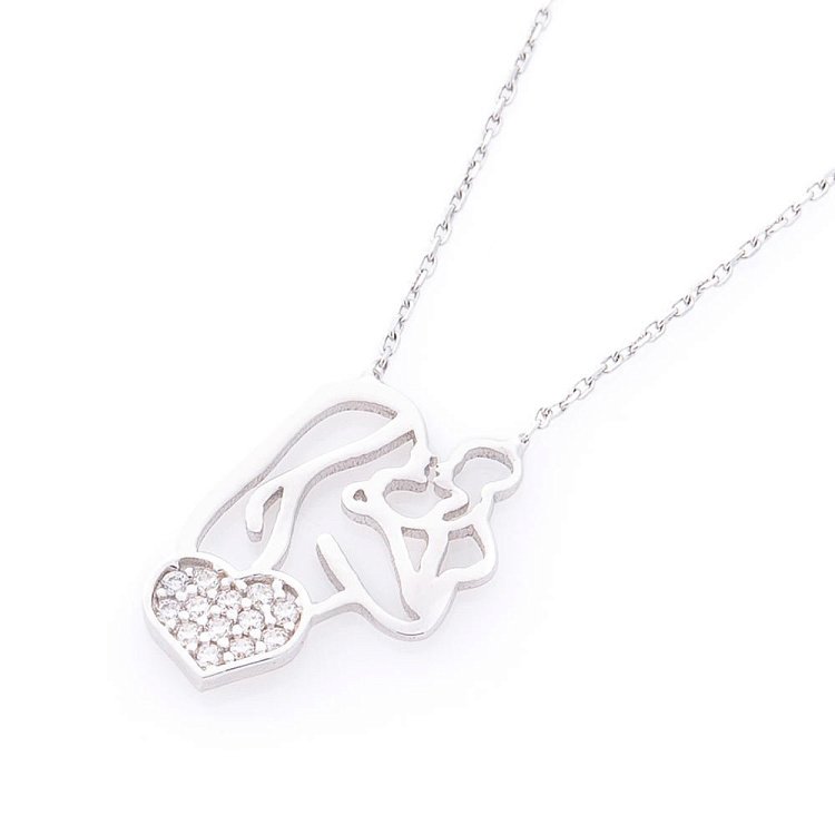 Золоте кольє "Мати з дитиною" (фіаніти) кол01374 від ювелірного магазину Онікс