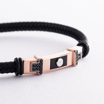 Каучуковый браслет из красного золота (фианиты, эмаль) б03990 №5