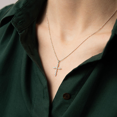 Хрестик в білому золоті (діаманти) пб0295ch №10