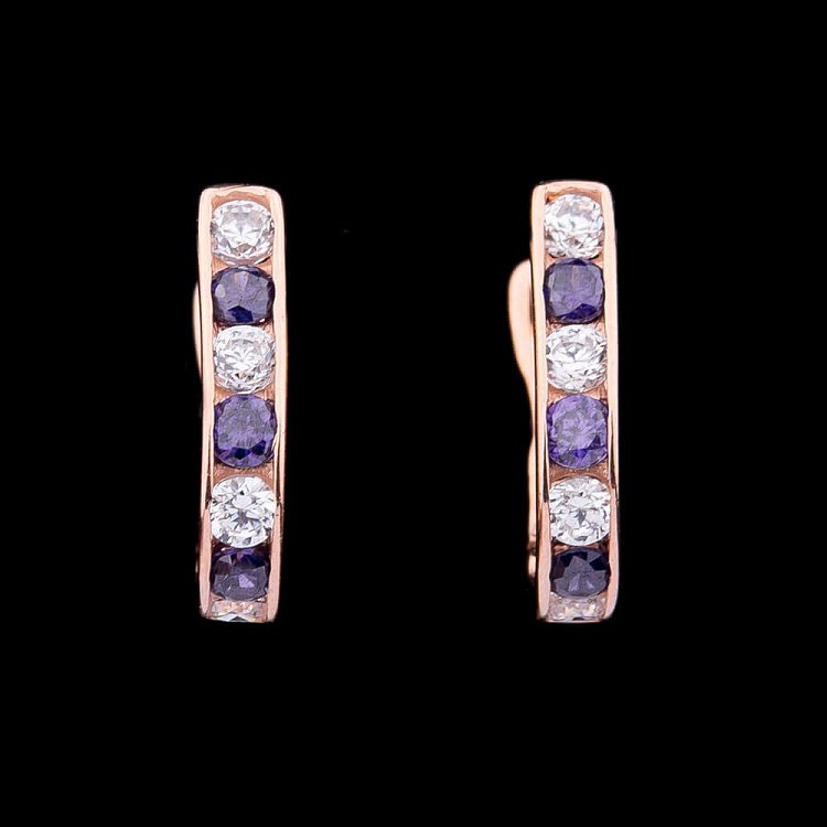 Золотые детские серьги с фианитами с03376 от ювелирного магазина Оникс - 2