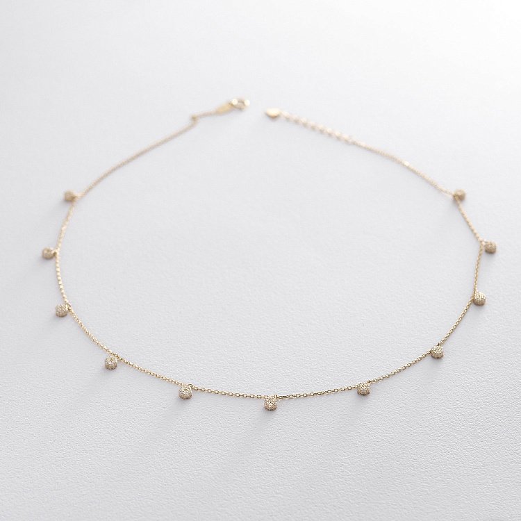 Кольє "Квіточки" з фіанітами (жовте золото) кол01401 від ювелірного магазину Онікс - 1