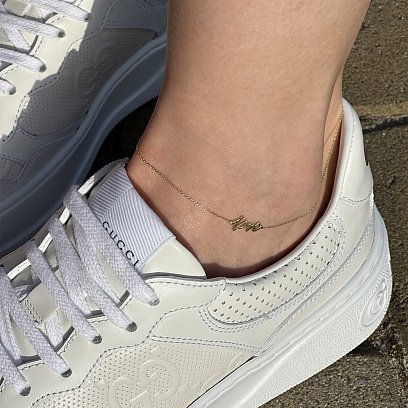 Золотой браслет "Love" на ногу б04864 №5