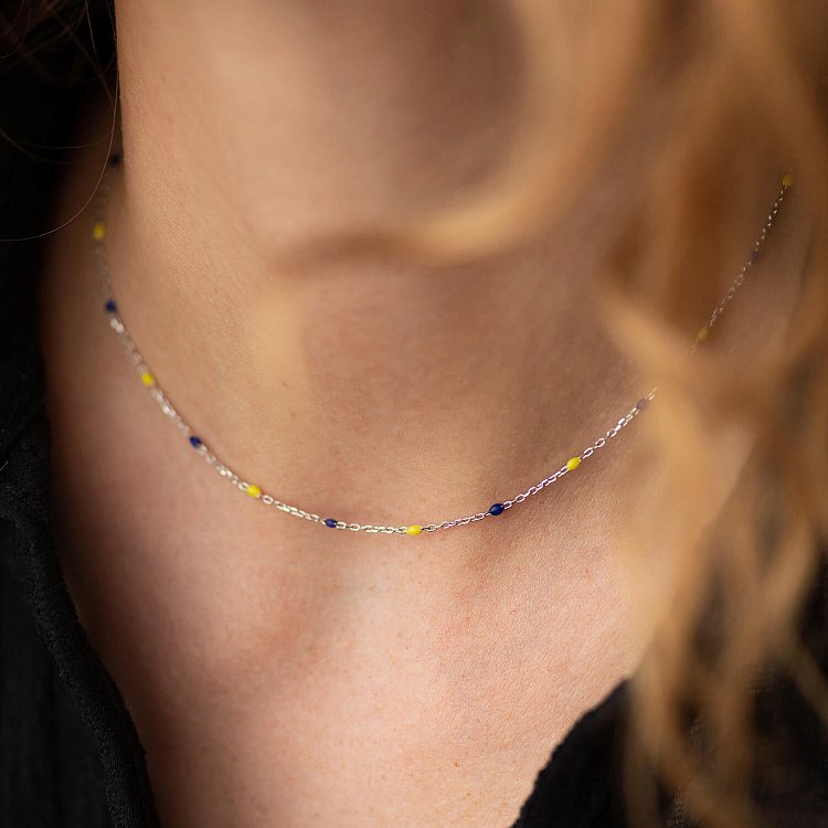 Кольє в сріблі (синя та жовта емаль) 181270 від ювелірного магазину Онікс - 5