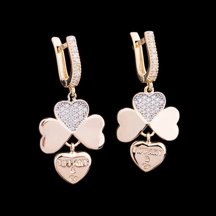 Ексклюзивні золоті сережки "Конюшина" з фіанітами с03873 від ювелірного магазину Онікс