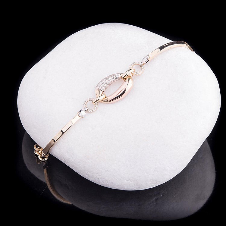 Золотий браслет з фіанітами б02077 від ювелірного магазину Онікс - 2