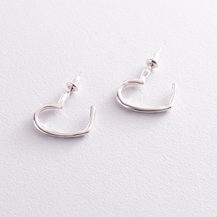 Срібні сережки - пусети "Сердечки" 123215 від ювелірного магазину Онікс - 1