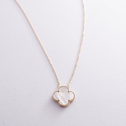 Кольє "Конюшина" в жовтому золоті (перламутр) кол02381 №2