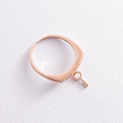 Золота каблучка "Ключик" з фіанітами к07006 №3