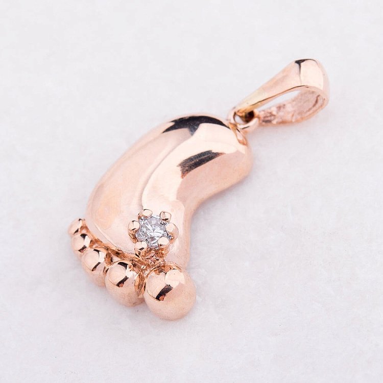 Золота підвіска "Ніжка немовляти" з фіанітом п01922 від ювелірного магазину Онікс - 2