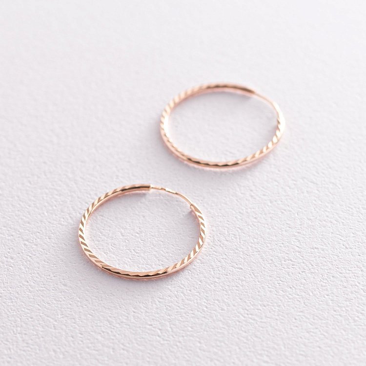 Серьги - кольца в красном золоте (2.2 см) с01876 от ювелирного магазина Оникс - 2