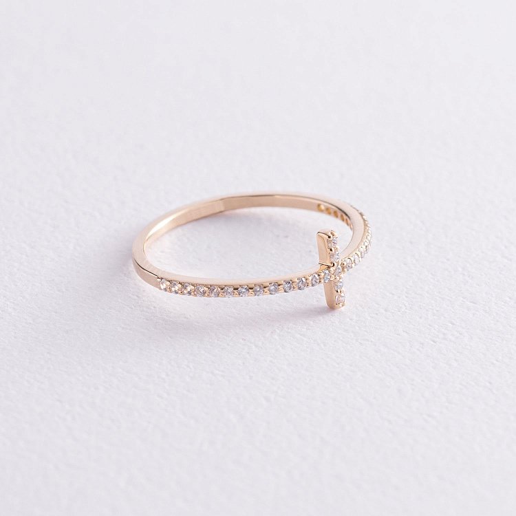 Каблучка "Дейзі" в жовтому золоті (фіаніти) з3913ж від ювелірного магазину Онікс