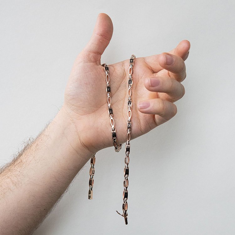 Чоловічий золотий ланцюжок (емаль) (0.5 см) Ц0040 від ювелірного магазину Онікс - 1