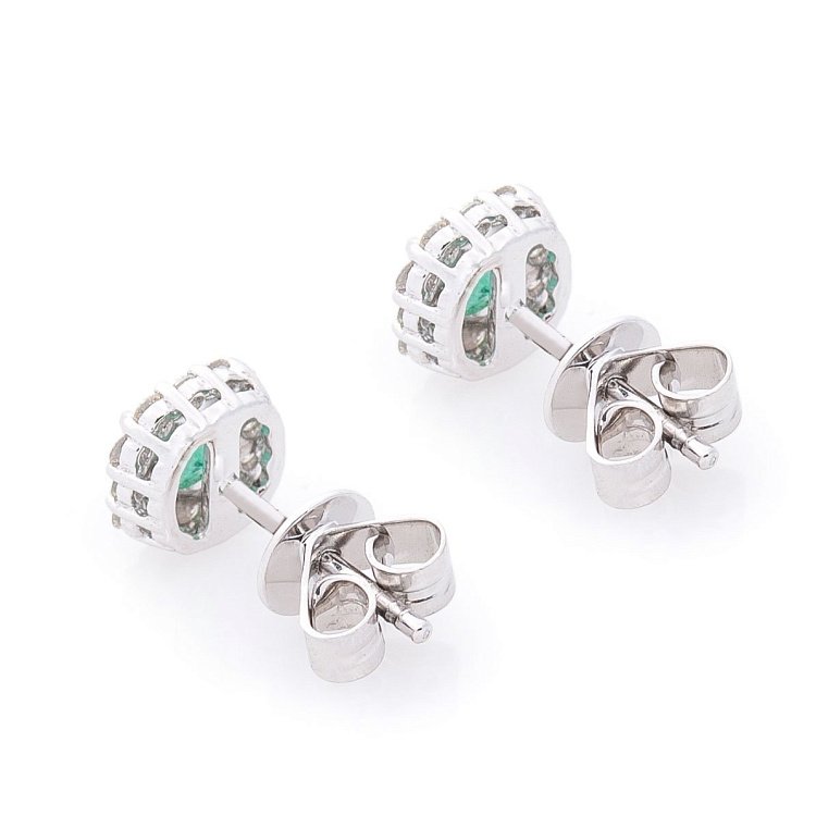 Золотые серьги-пусеты с изумрудами и бриллиантами сб0186gl от ювелирного магазина Оникс - 2